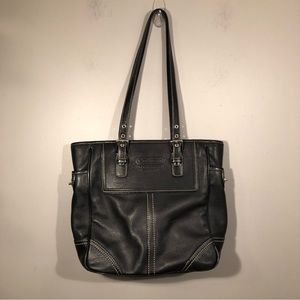 Coach Legacy Classic Tote F0720-F11396 black w/ white stich